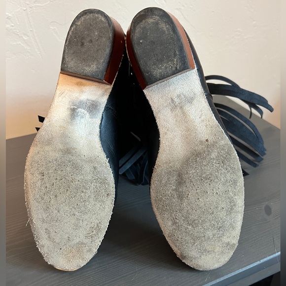 Square Dancing Boots - All Leather with Fringe, Black, 6 1/2 - Picture 5 of 6